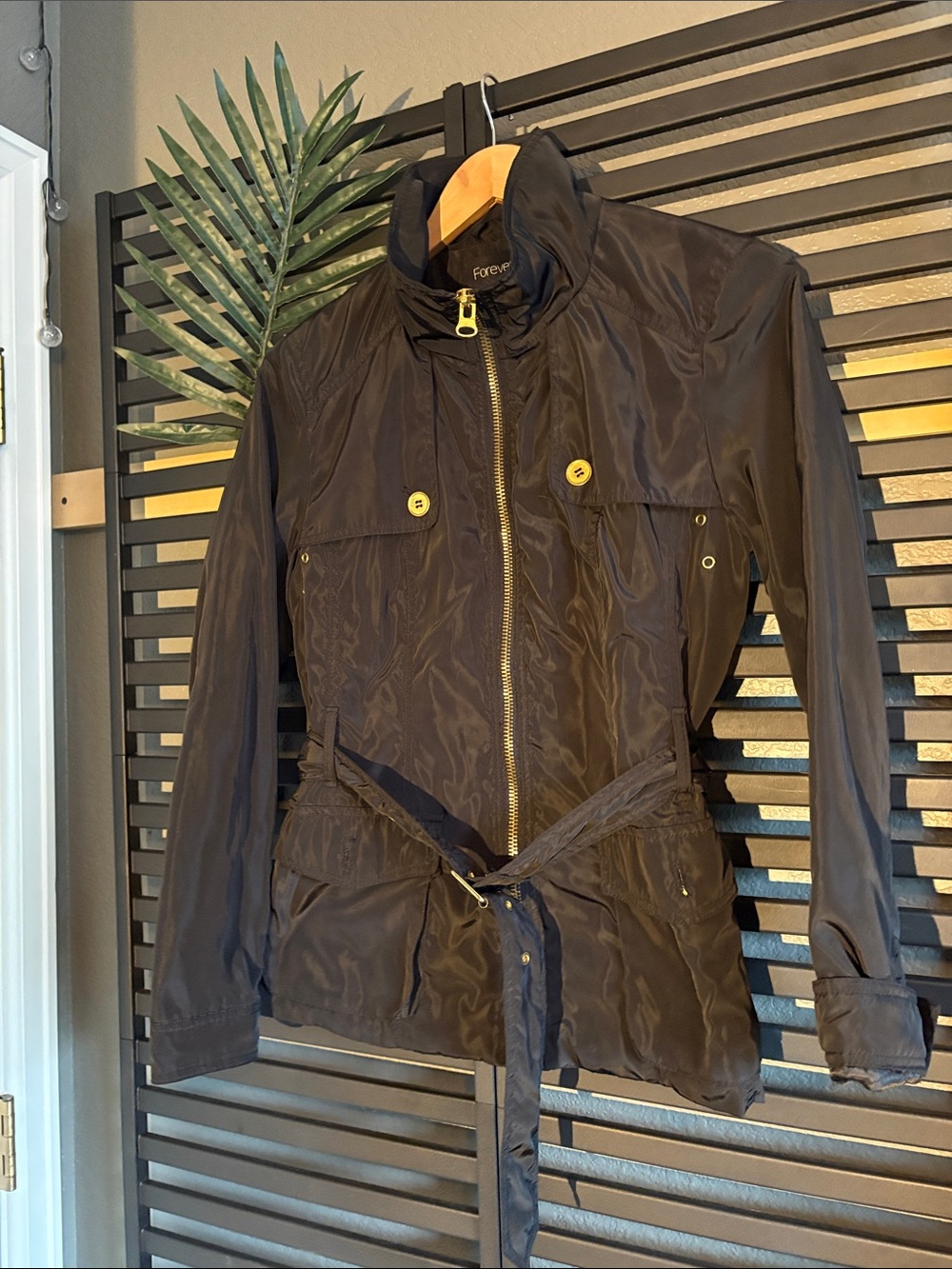 Forever 21 Black Utility Zip Belted Jacket